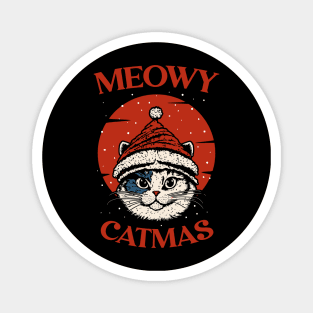 Meowy Catmas Funny Christmas Tee Magnet